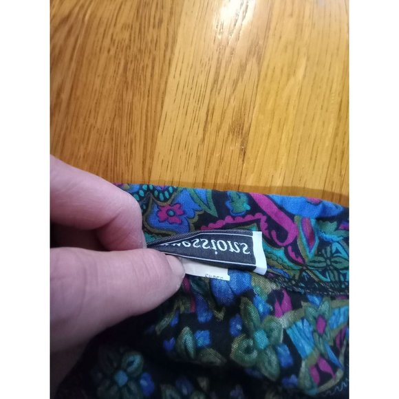 VTG X-pressions long all over floral Paisley short sleeve button down top women' - Picture 5 of 8